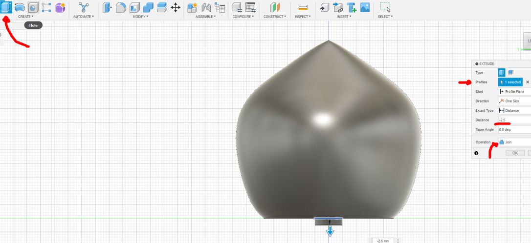 Completed revolve operation